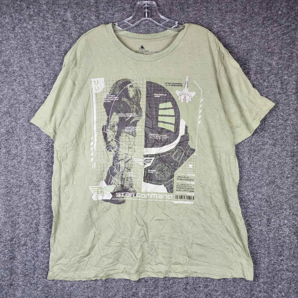Disney Buzz Lightyear Star Command T-Shirt Mens 2XL Green Graphic Tee